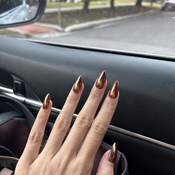 Gloss Nail Bar - Brown chrome nails - Nail Salons Near Me - Houston, Texas