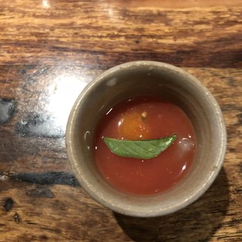 Barley Swine - Amuse - tomato and pink fish - New American Near Me - Austin, Texas Barley Swine - Amuse - tomato and pink fish - New American Near Me - Austin, Texas