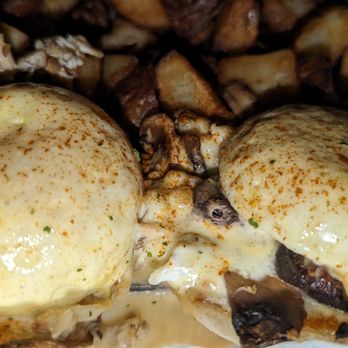Aloha Stacks - Crab & Mushroom Benedict - Pancakes Near Me - Cerritos, California