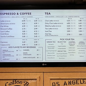 The Coffee Bean & Tea Leaf - prices on the menu - Coffee & Tea Near Me - Atlanta, Georgia