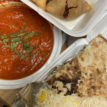 Larosh Grill - Chicken Tikka Masala, 2 Piece Aloo Samosa, Plain Rice and Garlic Naan - Indian Near Me - Katy, Texas Larosh Grill - Chicken Tikka Masala, 2 Piece Aloo Samosa, Plain Rice and Garlic Naan - Indian Near Me - Katy, Texas