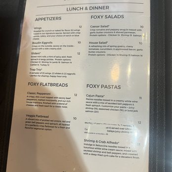 The Fox Trap Restaurant & Lounge - Appetizer/salad/pasta menu - Cocktail Bars Near Me - Houston, Texas