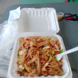 Chow Fun Char-siu $13.98 95% noodles, not enough meat and vegetables. Pricey and not very good.