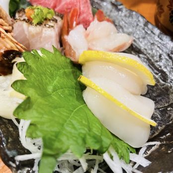 Yosaku - Sashimi- sweet shrimp, scallop, snapper, fatty tuna - Japanese Near Me - Portland, Maine Yosaku - Sashimi- sweet shrimp, scallop, snapper, fatty tuna - Japanese Near Me - Portland, Maine