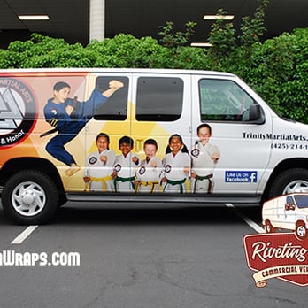 Riveting Wraps - Ford Econovan Partial Wrap for Trinity Martial Arts of Redmond WA - Vehicle Wraps Near Me - Bellevue, Washington Riveting Wraps - Ford Econovan Partial Wrap for Trinity Martial Arts of Redmond WA - Vehicle Wraps Near Me - Bellevue, Washington