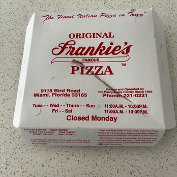 Frankie’s Pizza - Frankie's 2. Pizza with One Topping - Small (5 Slices) - Pizza Near Me - Miami, Florida