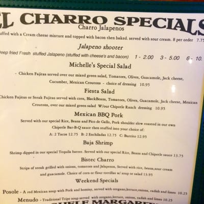 Menu photo 8 El Charro Avitia Carson City, NV