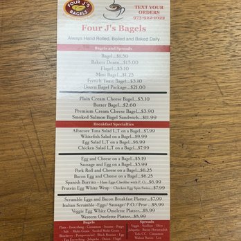Four J's Bagels - Menu - Delis Near Me - Fairfield, New Jersey Four J's Bagels - Menu - Delis Near Me - Fairfield, New Jersey