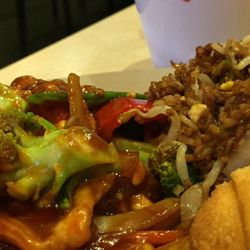 Dragon Cafe - Chicken w/garlic sauce; fried rice.