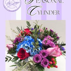 The Essex Gift Shoppe - Enjoy an assortment of seasonal flowers in a 5x5inch cylinder vase *Color and flowers may vary*