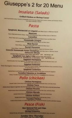 Menu photo 5 Giuseppe's Restaurant Chesterfield, MI