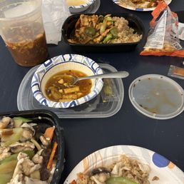 Hot and sour soup, Moo Goo Gai Pan, Chicken with Garlic Sauce Hot and sour soup, Moo Goo Gai Pan, Chicken with Garlic Sauce