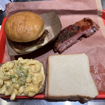 Terry Black's Barbecue - Waco - My plate. Mac n cheese, bread, pork rib and a brisket sandwich. - Barbeque Near Me - Waco, Texas Terry Black's Barbecue - Waco - My plate. Mac n cheese, bread, pork rib and a brisket sandwich. - Barbeque Near Me - Waco, Texas