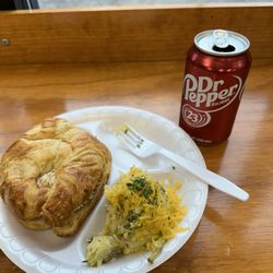 Fallon's Gourmet - Chicken pecan salad croissant and broccoli cheese rice