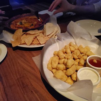 Yard House - Wisconsin fried cheese curds (front), miguel's queso dip (back) - Bars Near Me - Boston, Massachusetts