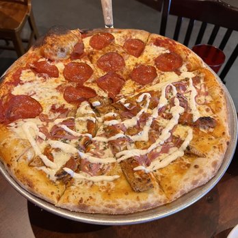 Andolini's Pizzeria Broken Arrow - Half pepperoni and half Buffalo chicken - delicious! - Pizza Near Me - Broken Arrow, Oklahoma Andolini's Pizzeria Broken Arrow - Half pepperoni and half Buffalo chicken - delicious! - Pizza Near Me - Broken Arrow, Oklahoma