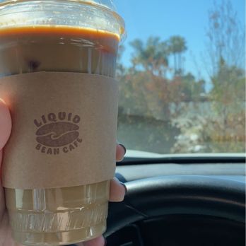 Liquid Bean Cafe - Iced oat milk latte with coffee ice cubes - Juice Bars & Smoothies Near Me - Del Mar, California