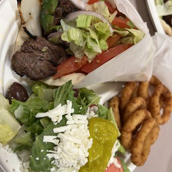 Voulapitta Greek Restaurant - Lamb Shishkebob Sandwich Platter - Greek Near Me - Centereach, New York