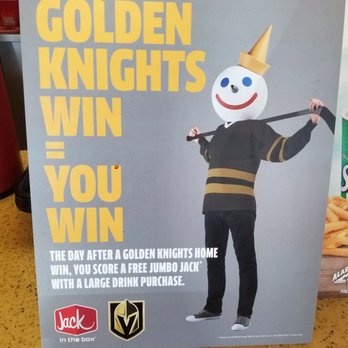 Jack in the Box - Free Jumbo Jack today (3.4.19) since the Vegas Golden Knights won yesterday! - Fast Food Near Me - Henderson, Nevada Jack in the Box - Free Jumbo Jack today (3.4.19) since the Vegas Golden Knights won yesterday! - Fast Food Near Me - Henderson, Nevada