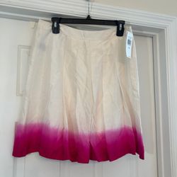 White and Pink Dyed Print Skirt