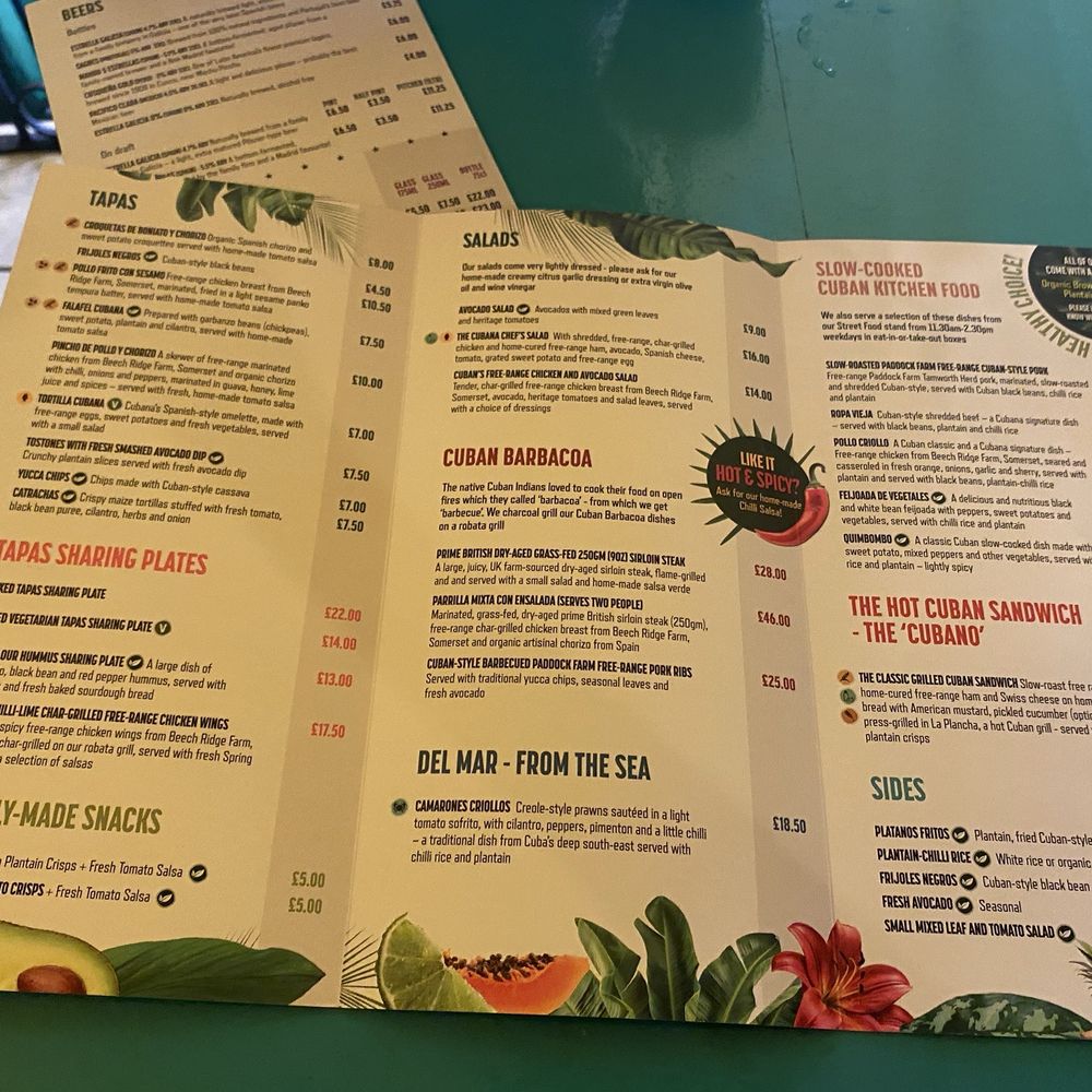 Cubana - Menu - Latin American Near Me - London, XGL Cubana - Menu - Latin American Near Me - London, XGL