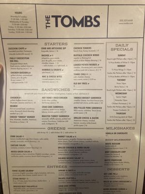 Menu photo 1 The Tombs Washington, DC, DC