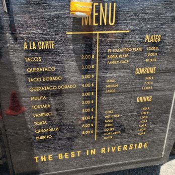 Tocayo Birrieria - Menu - Tacos Near Me - Riverside, California