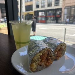 calamansi cooler and sisig burrito calamansi cooler and sisig burrito