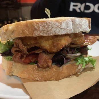 1608 Crafthouse - Fried chicken sandwich; opted for no Swiss and changed out the money mustard for mayo - Gastropubs Near Me - Virginia Beach, Virginia