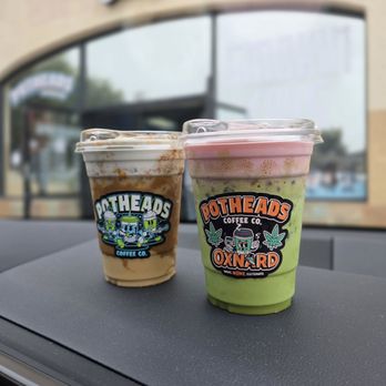 Potheads Coffee - Matcha with Strawberry Foam and I Did it All For The Cookie Iced Latte - Coffee & Tea Near Me - Oxnard, California Potheads Coffee - Matcha with Strawberry Foam and I Did it All For The Cookie Iced Latte - Coffee & Tea Near Me - Oxnard, California