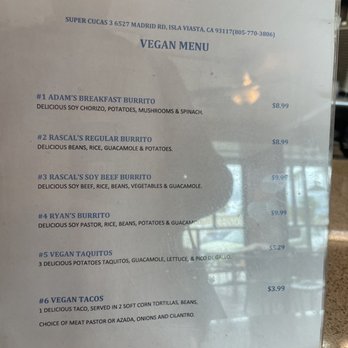 Super Cucas Restaurant - Vegan menu - Mexican Near Me - Santa Barbara, California