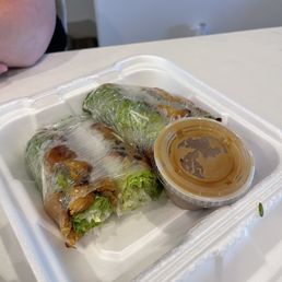 Grilled Chicken Spring Roll with peanut sauce