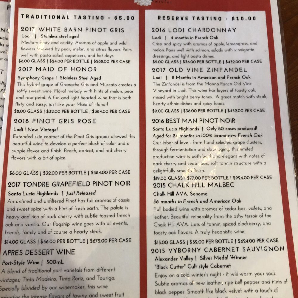 Truckee River Winery - Tasting menu - Wineries Near Me - Truckee, California Truckee River Winery - Tasting menu - Wineries Near Me - Truckee, California