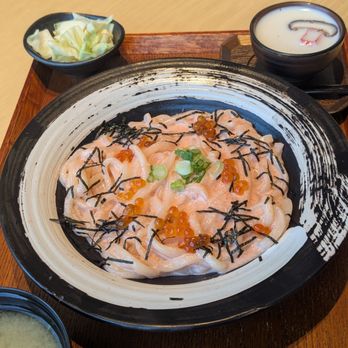 Tendon Kohaku - Mentaiko Cream and Ikura Udon Set - Japanese Near Me - Seattle, Washington Tendon Kohaku - Mentaiko Cream and Ikura Udon Set - Japanese Near Me - Seattle, Washington