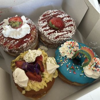 Friendly Donuts - Strawberry Shortcake Dossant, Strawberry Creme Dossant, French Cream Doughnut, Birthday Cake Donut - Donuts Near Me - Orange, California Friendly Donuts - Strawberry Shortcake Dossant, Strawberry Creme Dossant, French Cream Doughnut, Birthday Cake Donut - Donuts Near Me - Orange, California