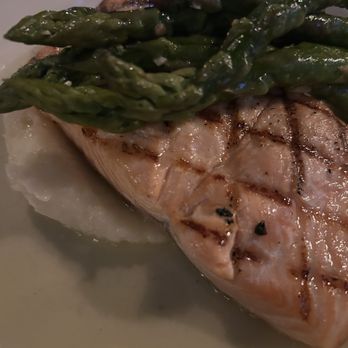 Las Brasas - Salmon with asparagus and garlic mashed potatoes - Mexican Near Me - Dallas, Texas