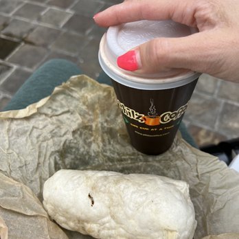 Philz Coffee - Mocha Tesora "light" with almond milk, and Breakfast Burrito with potato, egg, cheese and bacon - Coffee & Tea Near Me - Thousand Oaks, California Philz Coffee - Mocha Tesora "light" with almond milk, and Breakfast Burrito with potato, egg, cheese and bacon - Coffee & Tea Near Me - Thousand Oaks, California