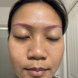 Salon Island Beauty - Kapolei - Template of how the brows would look. Measured everything - skin, arch, brow bone.