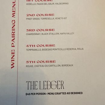 The Ledger - Wine Pairing Menu - American Near Me - Plymouth, Michigan The Ledger - Wine Pairing Menu - American Near Me - Plymouth, Michigan
