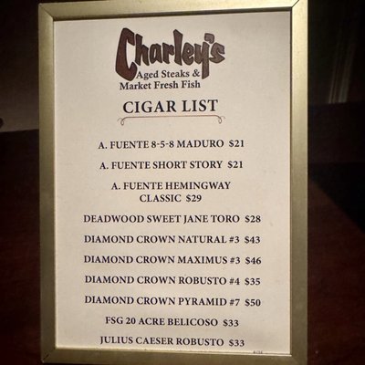 Menu photo 8 Charley's Steak House Tampa, FL