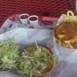 Old fashion burger with Green chilli cheese fries.