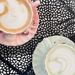 Brunch at Peony - The Matcha tea, and a coffee drink.(Don't remember which one but they were both great!)
