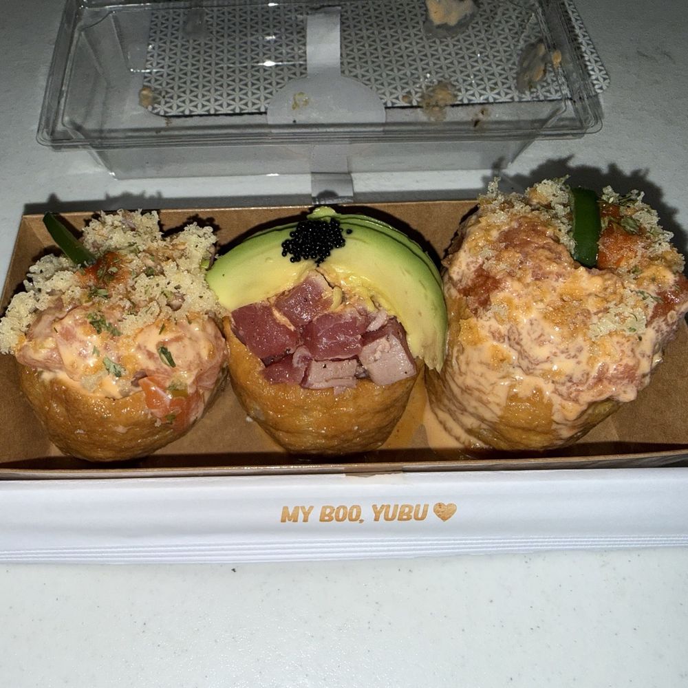 Kingyubu - R-L Spicy Salmon Yubu 매콤연어 유부, King Yubu 킹유부, Spicy Fresh Tuna Yubu 매콤참치 유부 - Sushi Bars Near Me - Los Angeles, California Kingyubu - R-L Spicy Salmon Yubu 매콤연어 유부, King Yubu 킹유부, Spicy Fresh Tuna Yubu 매콤참치 유부 - Sushi Bars Near Me - Los Angeles, California