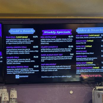 Taste Budd's Cafe - Menu of weekly specials, bowls sides, and snacks - Bakeries Near Me - Red Hook, New York