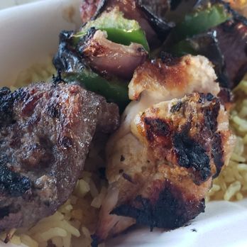 Daphne's - Close up steak and chicken kebabs (left to right) - Greek Near Me - Ontario, California Daphne's - Close up steak and chicken kebabs (left to right) - Greek Near Me - Ontario, California