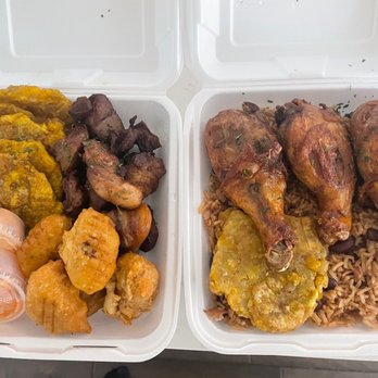 Fritay Haitian Cuisine - Griyo Platter (left), Biggy's Combo (right) - Food Trucks Near Me Fritay Haitian Cuisine - Griyo Platter (left), Biggy's Combo (right) - Food Trucks Near Me