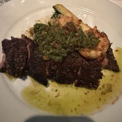 Langdon's - New York strip with Cajun shrimp