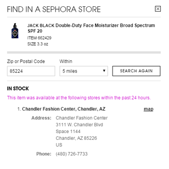 SEPHORA - Item I came for that was supposed to be in stock but was not. There wasn't even display space for it in the men's section. - Cosmetics & Beauty Supply Near Me - Chandler, Arizona