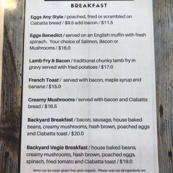 The Backyard Bar and Eatery - Breakfast Menu - New Zealand Near Me - Hamilton, WKO The Backyard Bar and Eatery - Breakfast Menu - New Zealand Near Me - Hamilton, WKO