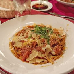 Bucatini with an oxtail ragu. Bucatini with an oxtail ragu.